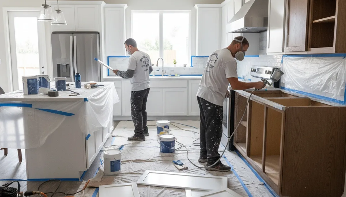 Professional cabinet painting in Olathe, KS transforming kitchen cabinets with smooth, durable finishes