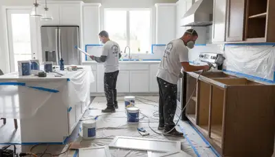 Professional cabinet painting in Olathe, KS transforming kitchen cabinets with smooth, durable finishes