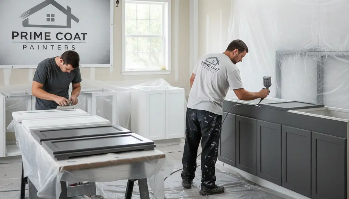 Professional kitchen cabinet painting in Olathe, KS with durable refinishing for modern homes