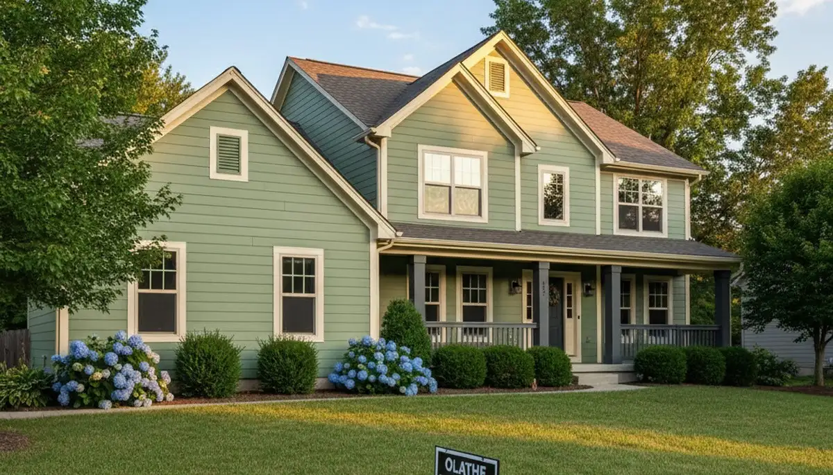 Finished exterior house painting in Olathe, KS showing smooth, durable finish enhancing home curb appeal