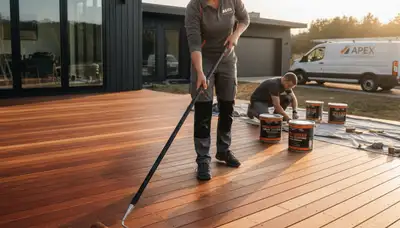 Professional deck staining and wood finishing by house painters in Olathe, KS