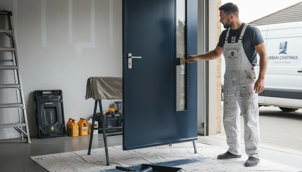 Professional door painting by expert house painters in Olathe, KS for durable curb appeal