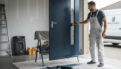 Professional door painting by expert house painters in Olathe, KS for durable curb appeal