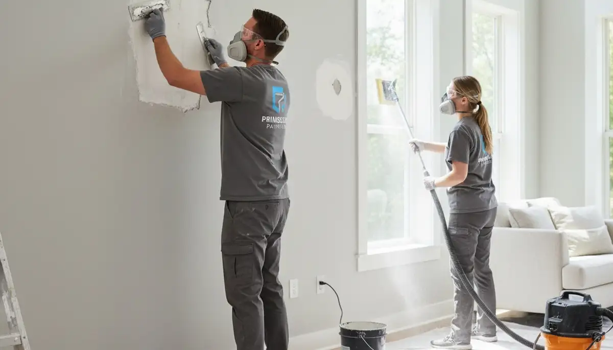 Drywall repair and patching by house painters in Olathe, KS home interior walls
