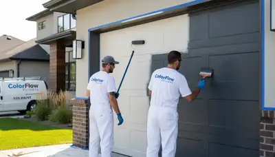Professional garage door painting by expert house painters in Olathe, KS