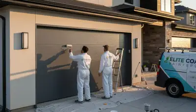 Professional garage door painting by expert house painters in Olathe, KS