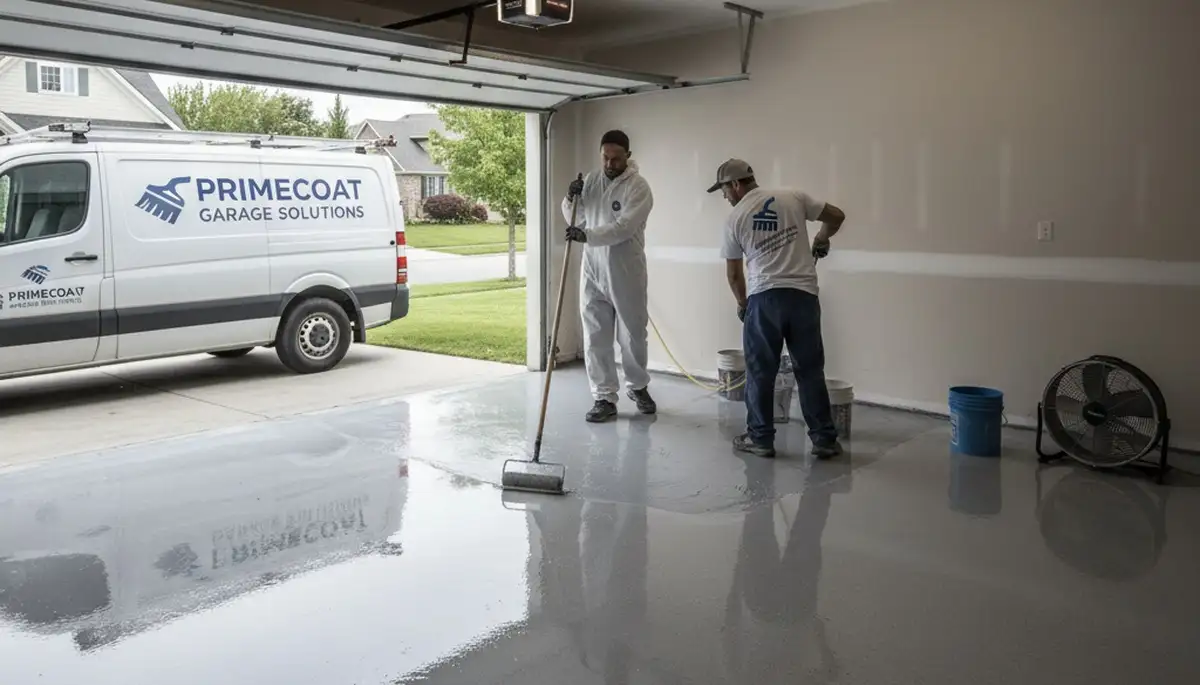 Professional epoxy garage floor coating in Olathe KS by local house painters at paintingolatheks.com