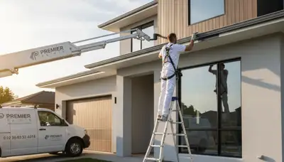Professional gutter painting on Olathe KS home exterior by local house painters