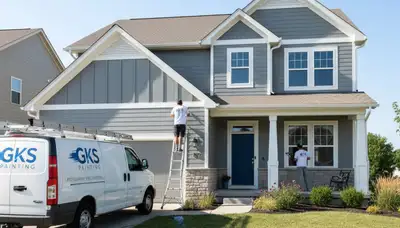Professional house painters working on exterior home repainting in Olathe, KS