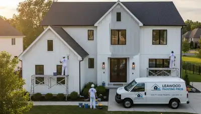 Professional house painters working on residential exterior in Olathe KS