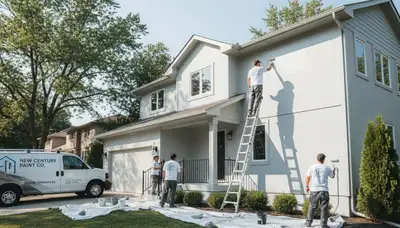 Professional house painters working on exterior home painting in Olathe, KS