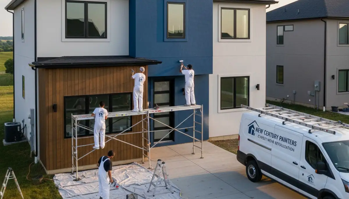 Professional house painters working on exterior home painting in Olathe KS