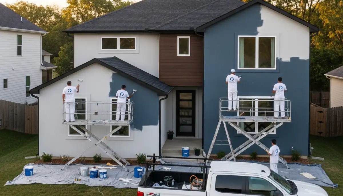 Professional house painters completing exterior painting project in Olathe, KS