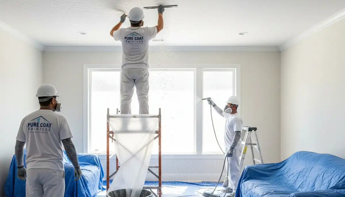 Professional popcorn ceiling removal in Olathe, KS home by expert painting contractors