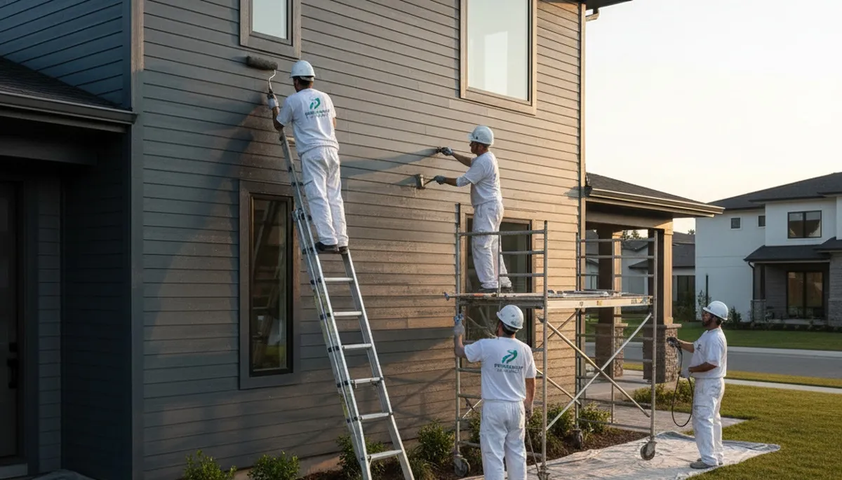 Professional siding painting on Olathe KS home by expert house painters for durable exterior finish