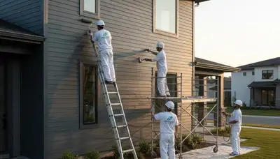 Professional siding painting on Olathe KS home by expert house painters for durable exterior finish