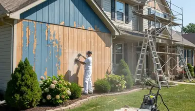Professional surface preparation for exterior house painting in Olathe, KS ensuring durable paint adhesion
