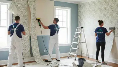 Professional wallpaper removal and wall prep by house painters in Olathe, KS