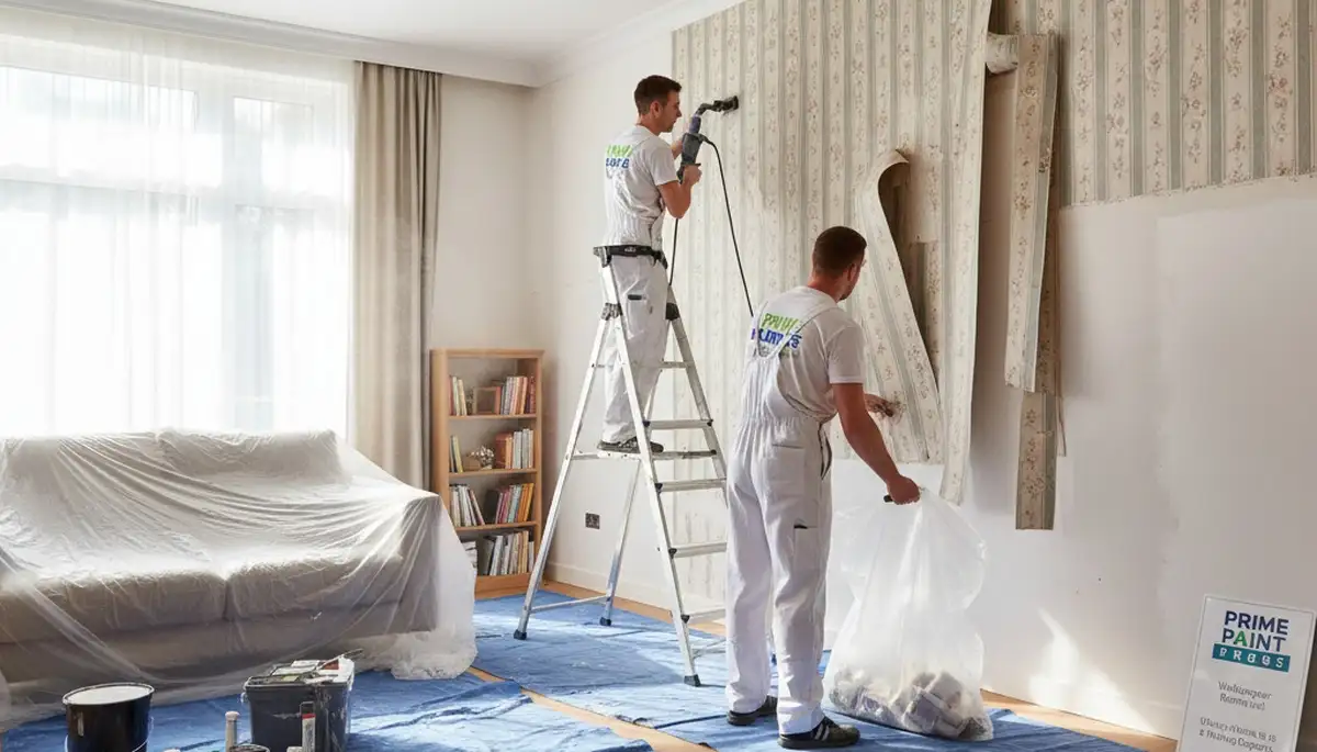 Professional wallpaper removal service in Olathe KS preparing interior walls for painting