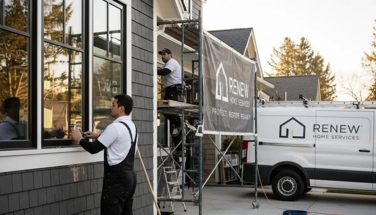 Professional wood rot repair on home siding by house painters in Olathe, KS